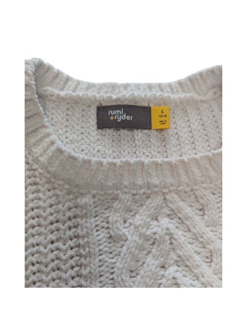 Rumi & Ryder Oversized Cable Knit Sweater Cream Youth L(12–14) / Fits Women S - Picture 8 of 10